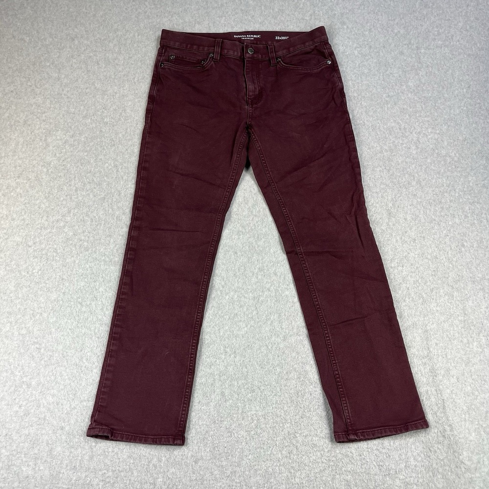 Banana Republic Traveler Pants Mens 32x30 (32x29) Burgundy Slim Fit 710410-01